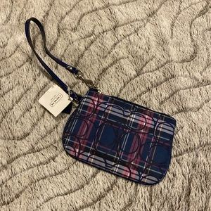 NWT Coach Plaid Multicolored Wristlet